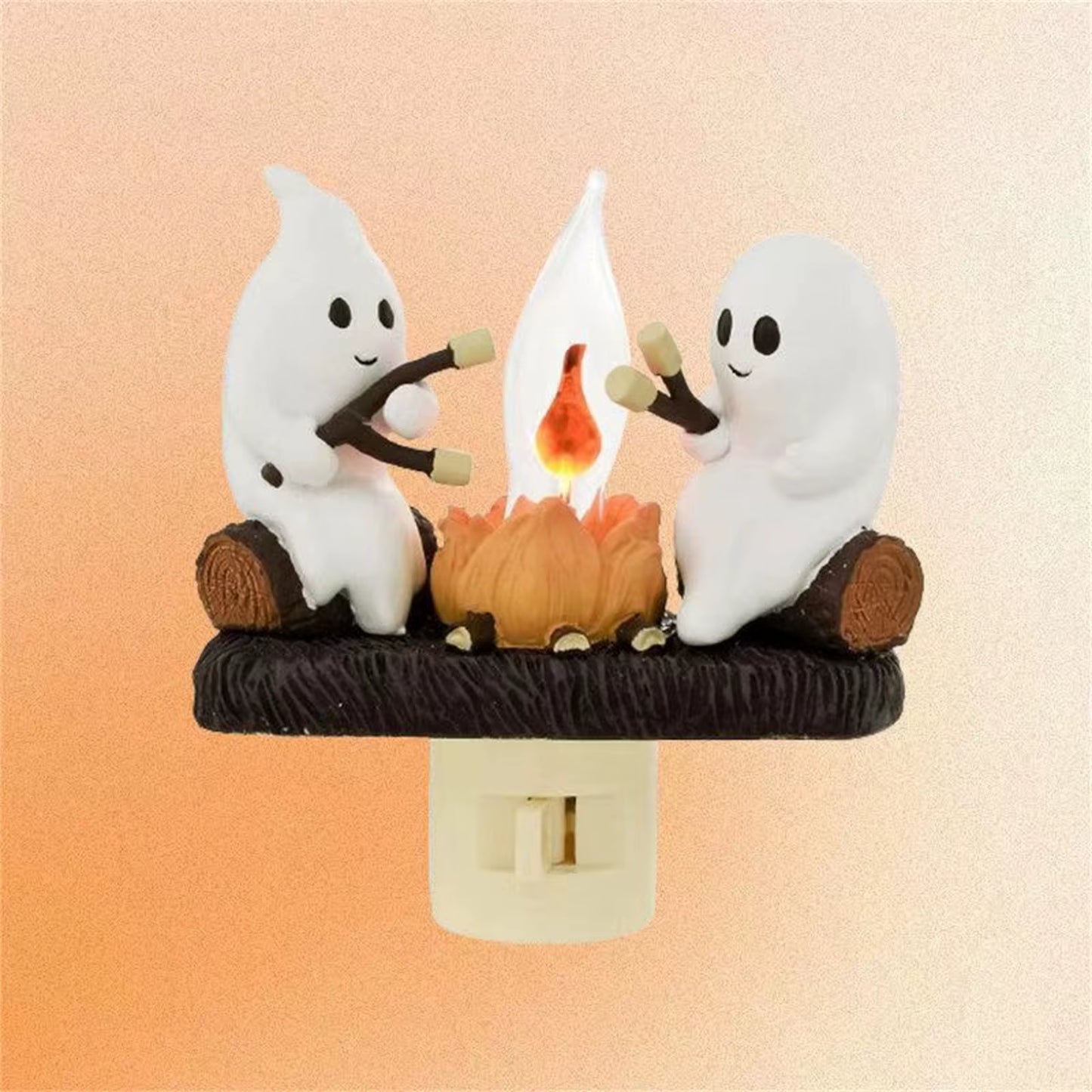 Halloween Flickering Nightlight LED Faux Fire Lamp Halloween Bedroom Night Light Indoor Decorations Gifts for Family Home Decor