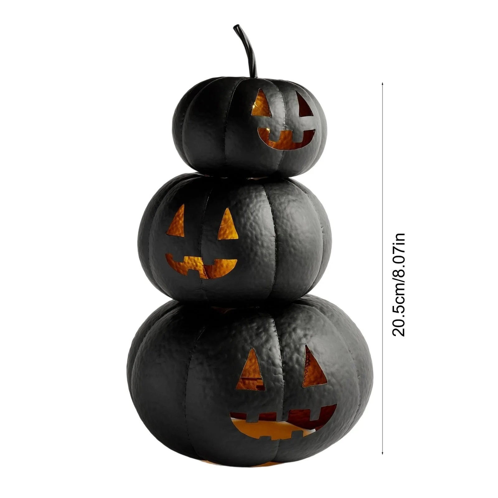 🎃 8" LED Stacked Jack-O'-Lantern – Rustic Metal Halloween Decor