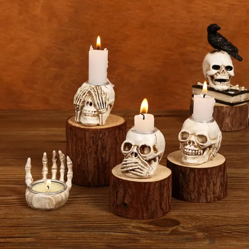 💀 Hand-Painted Grim Reaper Candle Holder