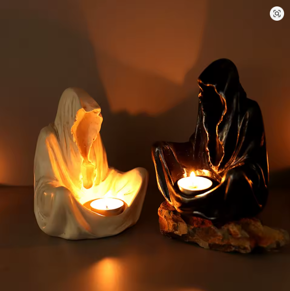 👻 Gothic Ghost Candle Holder – Halloween Hell Messenger Statue