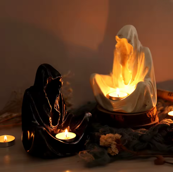 👻 Gothic Ghost Candle Holder – Halloween Hell Messenger Statue