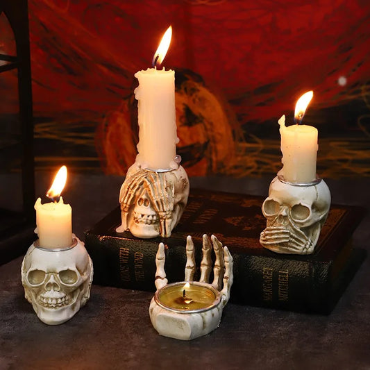 💀 Hand-Painted Grim Reaper Candle Holder
