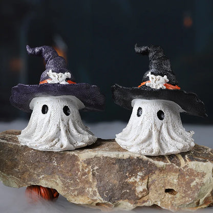 Halloween Pumpkin Mage Ghost Decorations Playful and Cute Garden Shooting Props Pumpkin Resin Ornaments