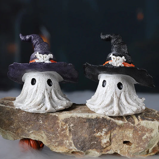 Halloween Pumpkin Mage Ghost Decorations Playful and Cute Garden Shooting Props Pumpkin Resin Ornaments