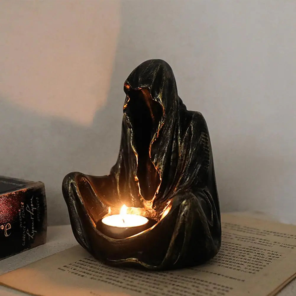 👻 Gothic Ghost Candle Holder – Halloween Hell Messenger Statue